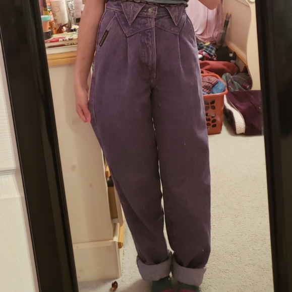 RARE!! Vintage Rockies Purple Western High Rise Straight Leg "Mom" Jeans - Picture 7 of 17